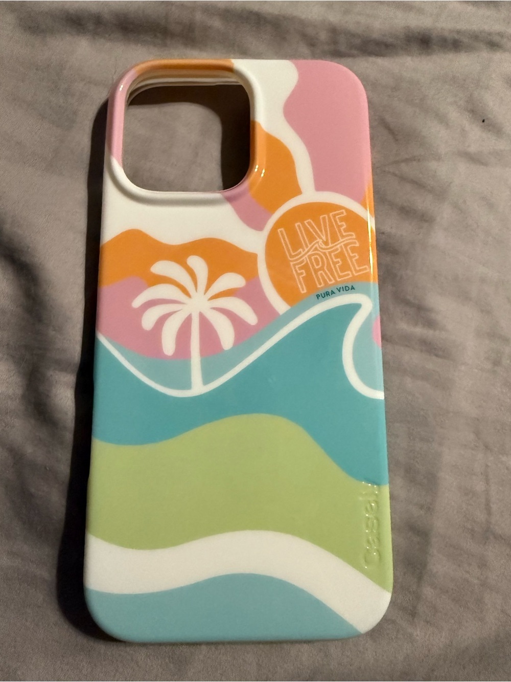 Pura Vida "Live Free" Pastel Wave iPhone Case - Multicolor